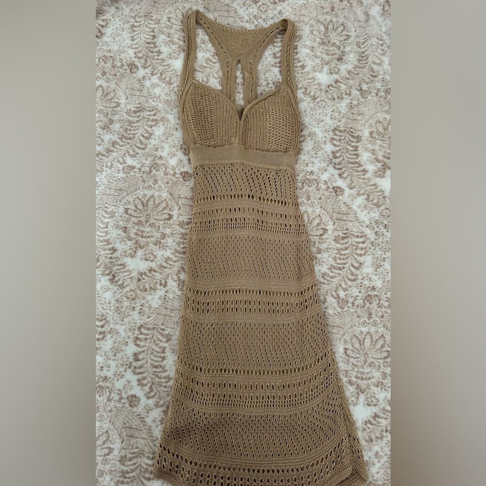 Gold bodycon knitted dress from brand GUESS
